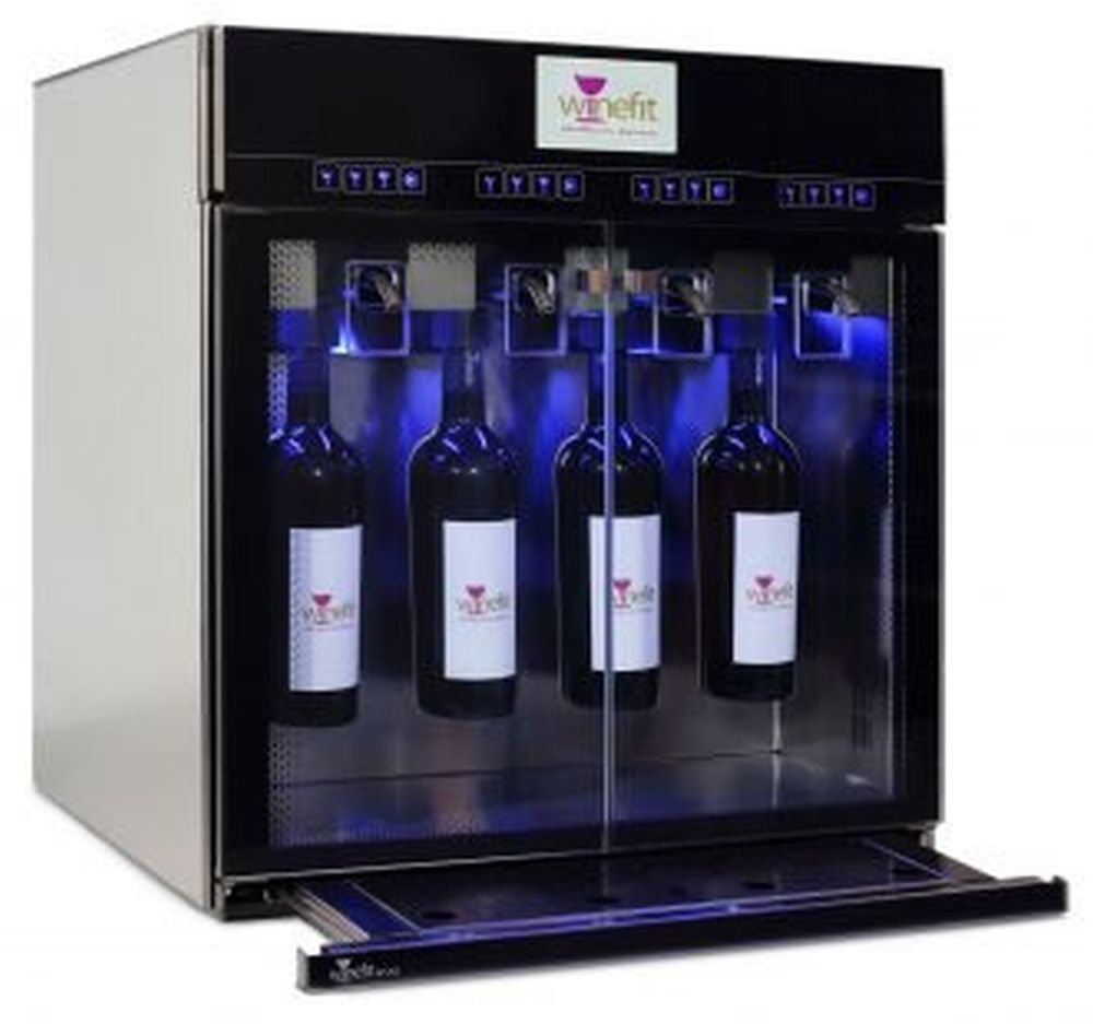 Winefit Evo - Glasdispenser-Weinkühlschrank für 4 Flaschen mit 2 Kühlzonen und Gaskonservierung